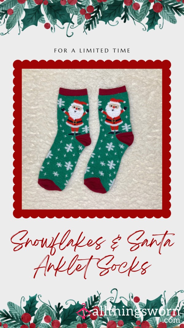 Snowflakes & Santa Anklet Socks