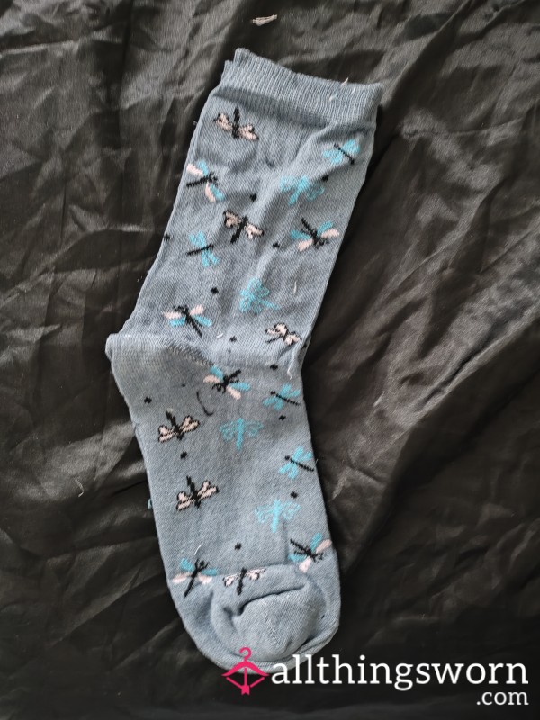 Socks Blue With Dragonfly