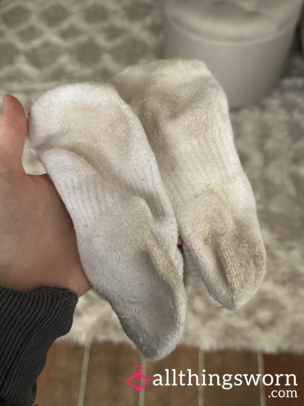 Well-Worn White Gym Socks