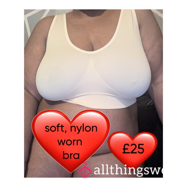 Soft And Sweaty Worn Nylon Bra