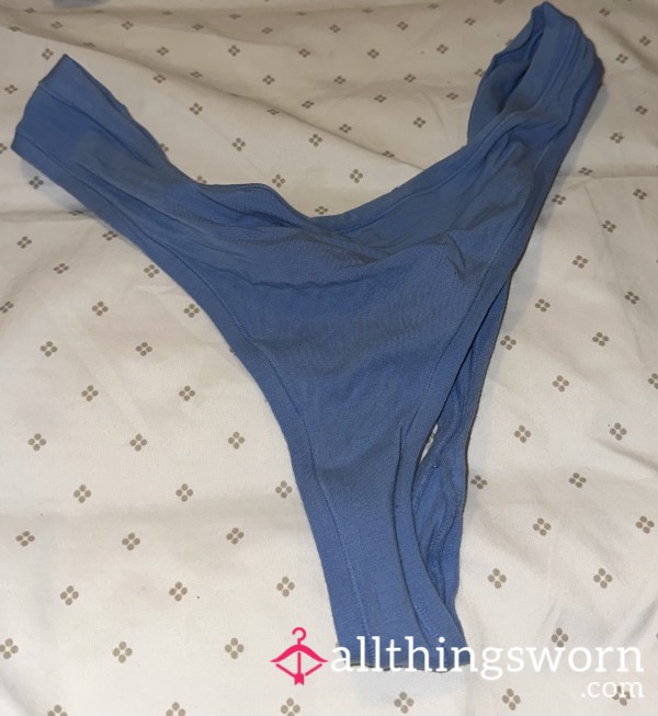 Soft Blue Cotton Thong