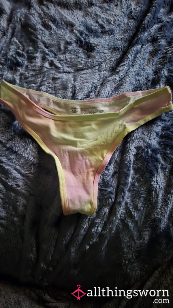 Soft Cotton Pink And Yellow Thong