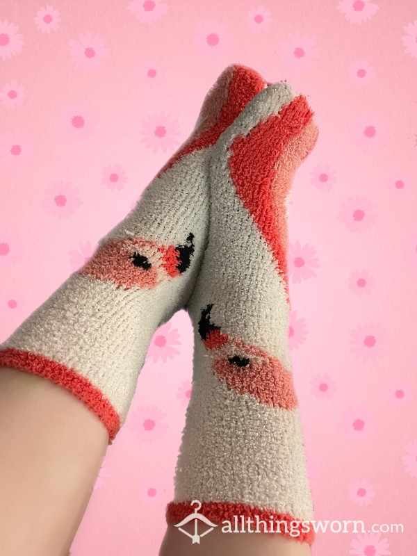 💕Soft Fuzzy Flamingo Socks💕