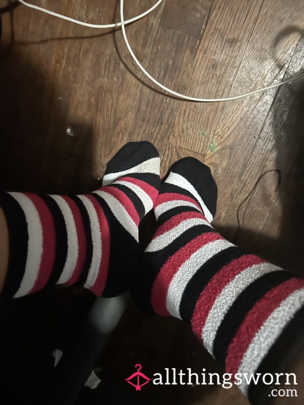 Soft Fuzzy Striped Socks 🧦