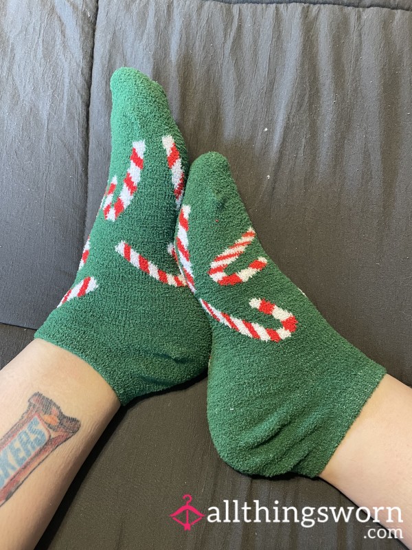 Soft Green Candy Cane Socks