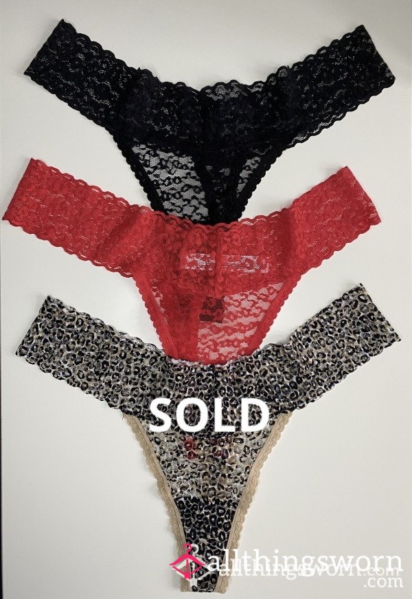 Soft Lace Thongs ❤️ Red 🖤 Black *48 Hr Wear*