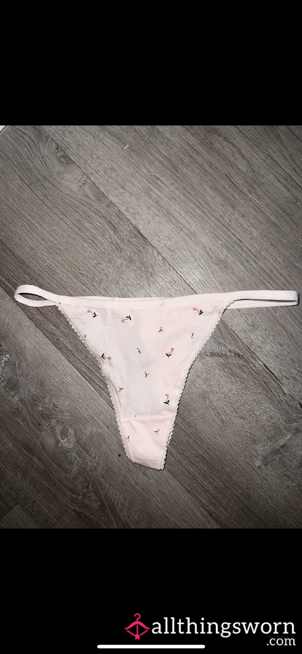 Soft Pink Flowers Print Thong