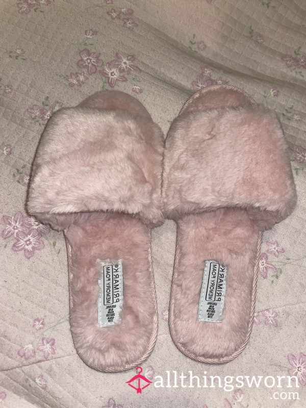 Soft Pink Fluffy Slippers For Custom Wear (UK5/6) 💗🎀