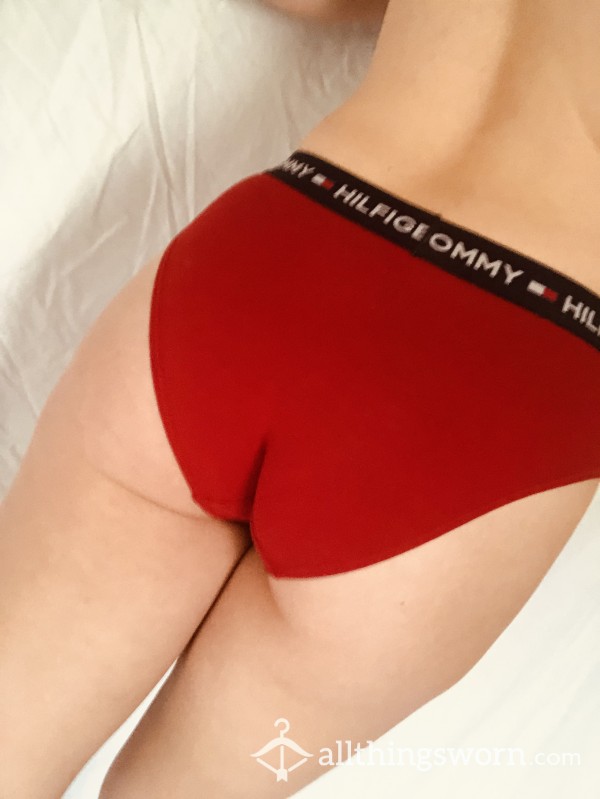 Soft Red Cotton Designer Panties