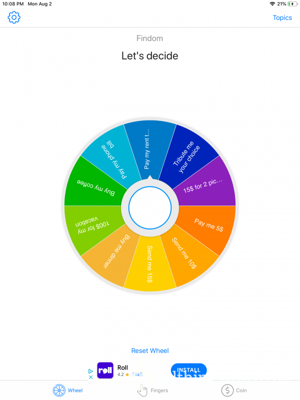 Spin My Wheel. Paypigs Dream