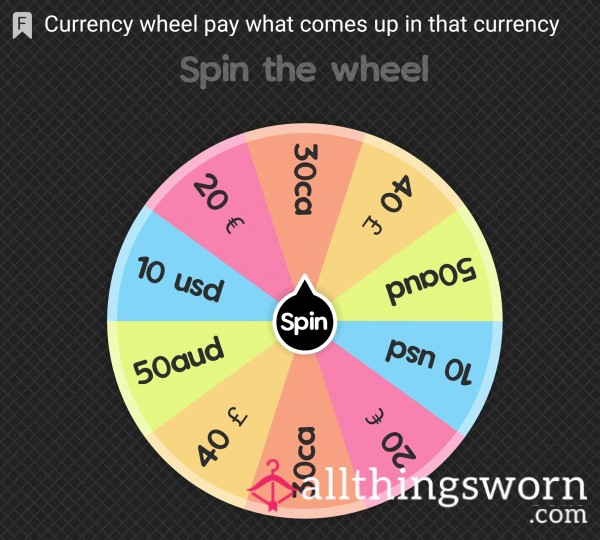 Spin My Currency Wheel $10aud Per Spin