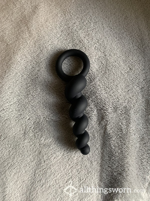 Spiral Black Silicone Canadian Bu*t Plug