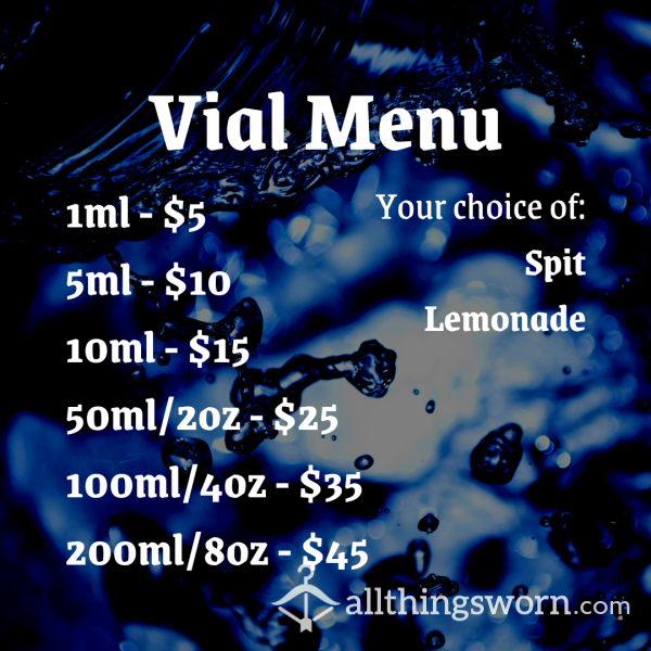 Vials ☆ Sp*t ☆ Lemonade ☆ Many Sizes