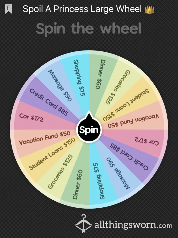 Spoil The Queen 👑 Spin Large Drain Wheel