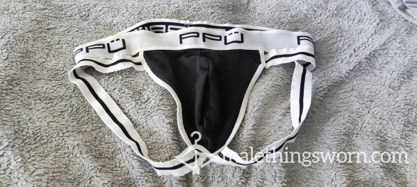 Sport Jockstrap With Cup (black And White)