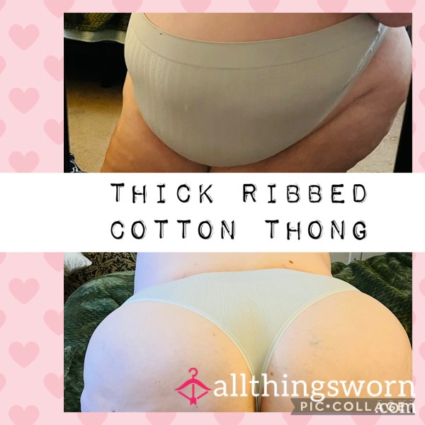 SSBBW Grey Thick Ribbed Thong