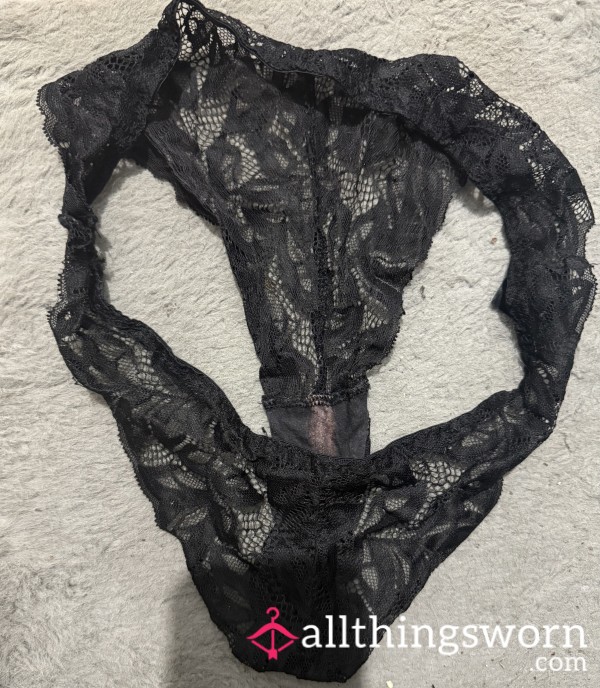 Stained Black Lace Effect Panties