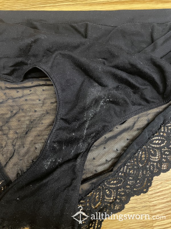 Stained Creamy Black Panties