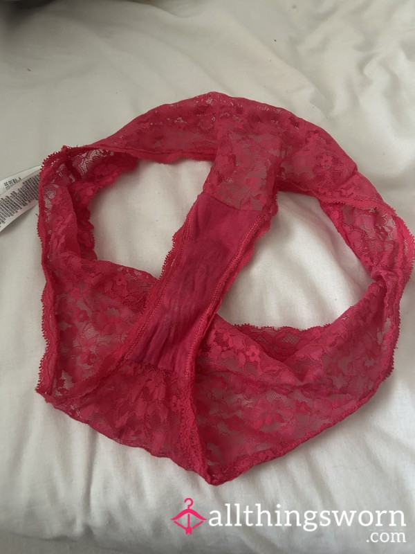 Stained Used Pink Lace Panties