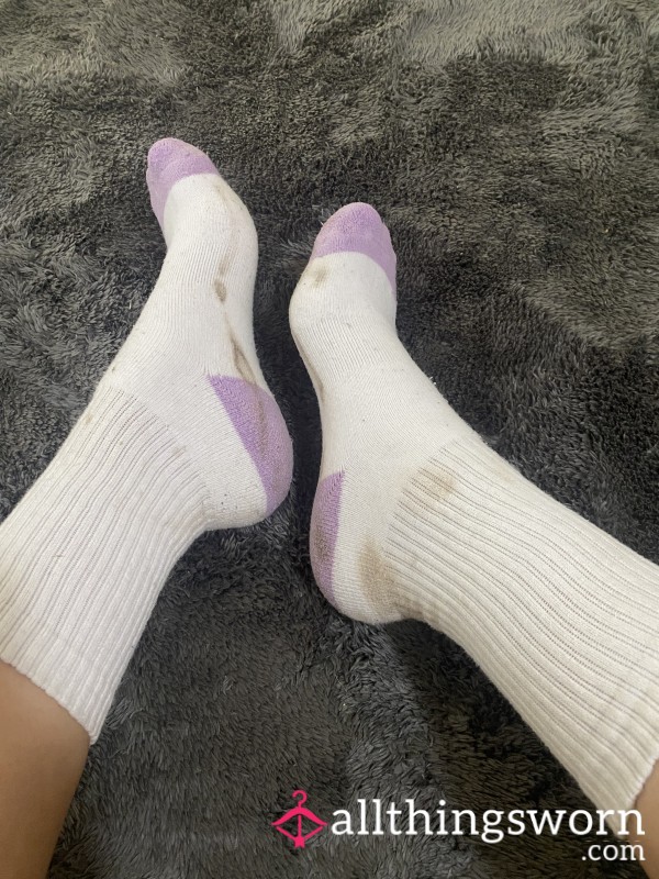 Stained White Crew Socks