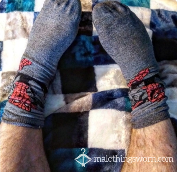 Stiff Holed Grey Spider-Man Socks