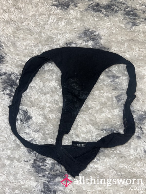 Stinky Dirty Juicy Knickers - Black Cotton Thong! (incl.p&p)