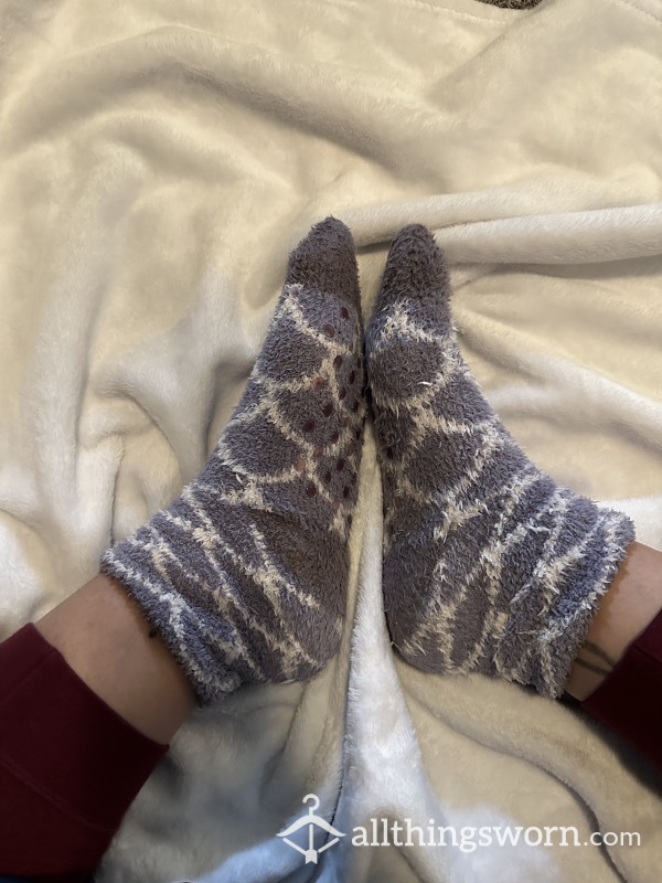 Stinky Purple Fuzzy Socks With A Week+ Wear