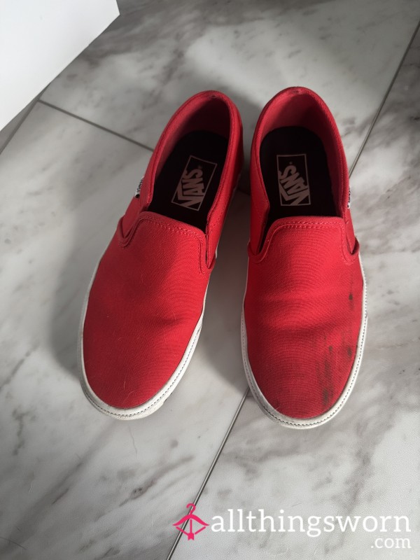 Stinky Red Vans Slip-ons