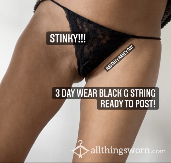 Stinky Worn Black G String 3 Days! No Wiping From Toilet 😋