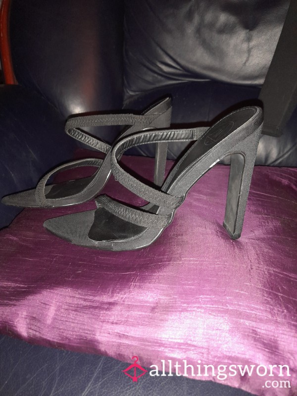 Strappy Black Suede High Heels Size 6