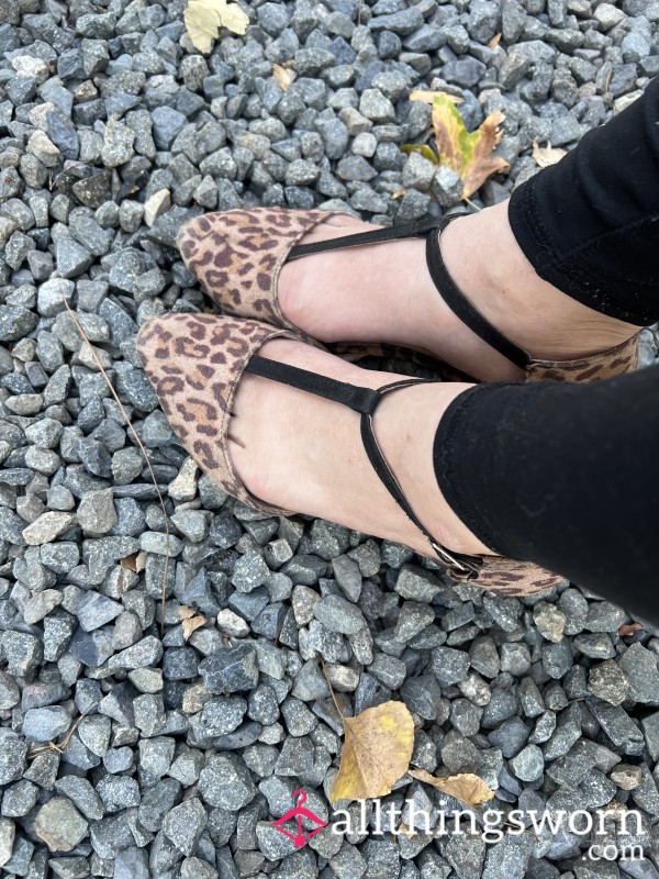 Strappy Leopard Print Flats With Ankle Strap