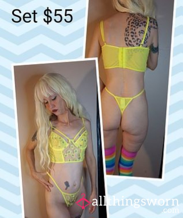 Strappy Yellow Set W Thong - Lg.