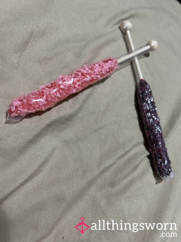 ~STRAWBERRY OR GRAPE ROCK CANDY ON STICK Pu**y POP~