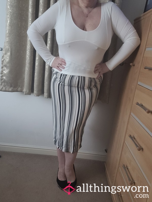 Stripe Skirt And Cream Top