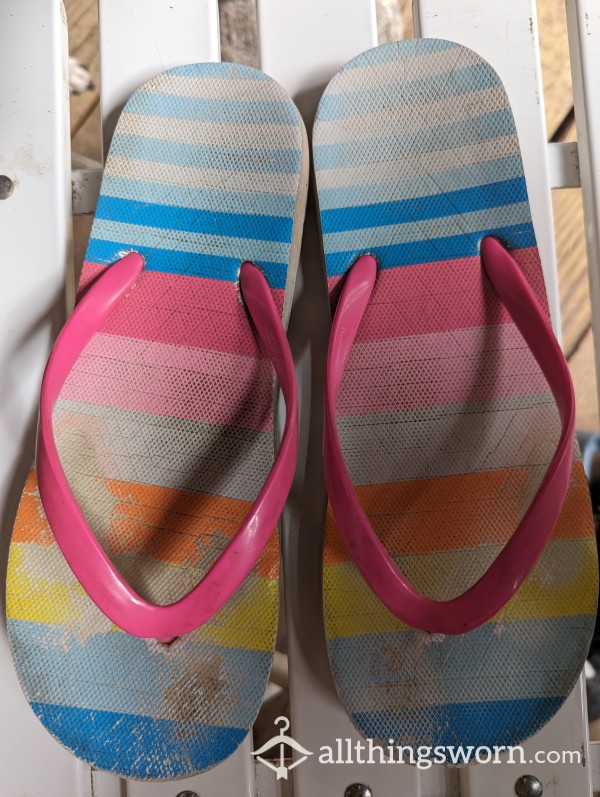 Striped Flip Flops