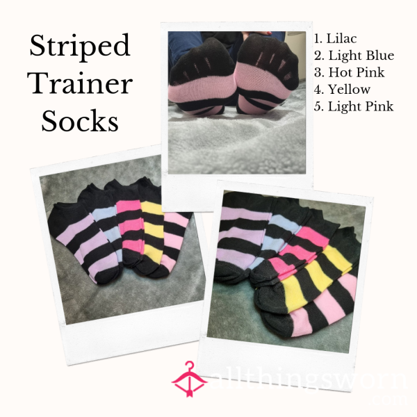 Striped Trainer Socks | 3 Days Wear | Includes Pics And Clip | See Photos For More Info - From £20.00 + P&P