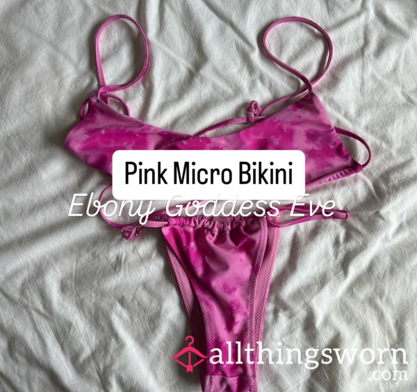 STRIPPER Micro Pink Thong Bikini From Ebony Goddess Eve 🫦