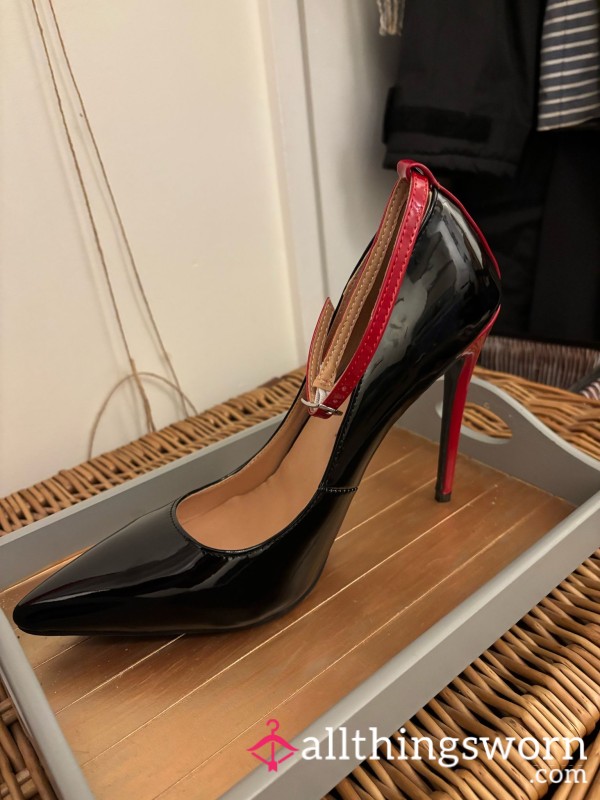 Stunning Patent Black And Red High Heels