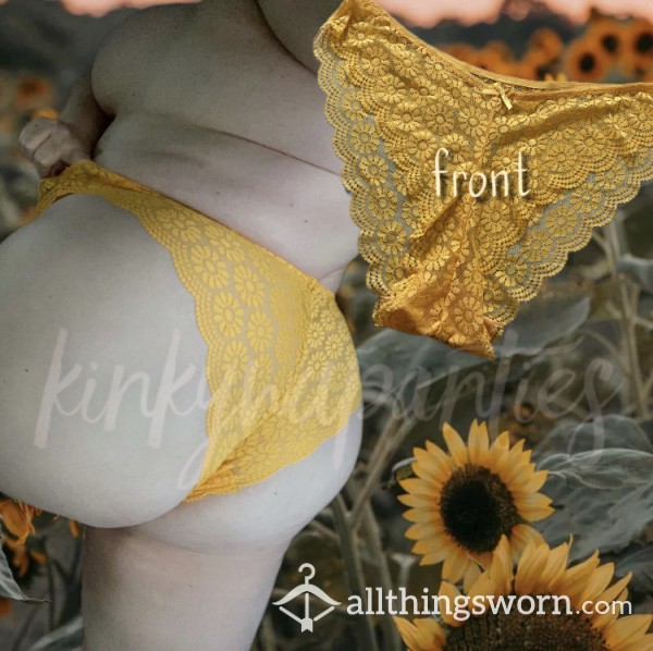 🌻 Sunflower Yellow Lace Bikini Cut - 48-hour Wear & U.S. Shipping Included