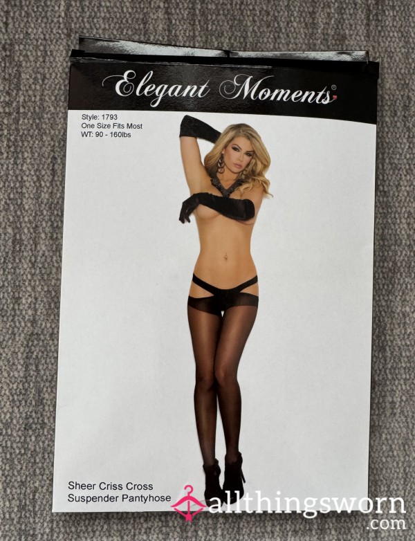 Suspender Pantyhose Black One Size Fits Most