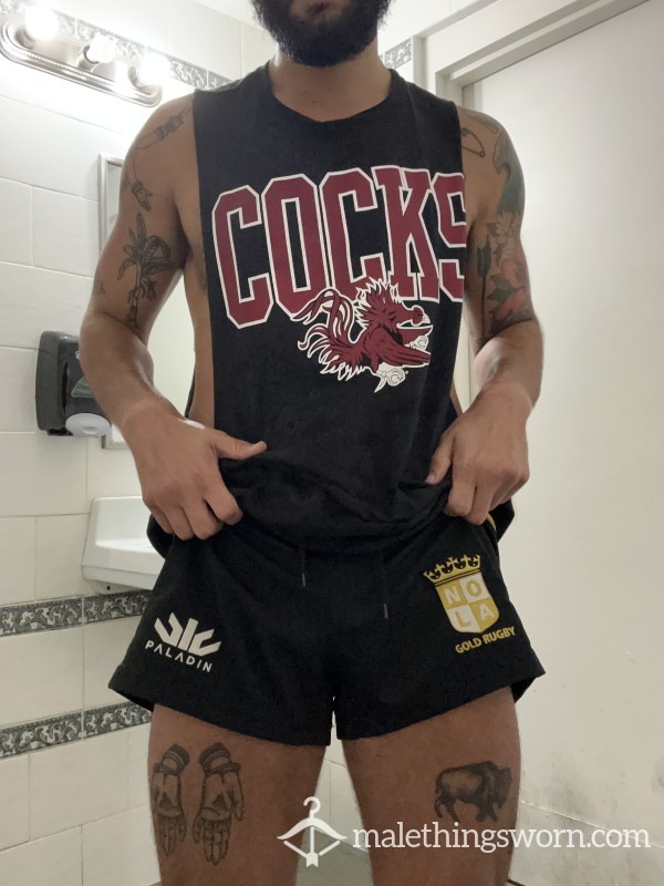 Sweaty AF Authentic MLR Uniform Shorts, C*cks Cutoff, And Over-shirt