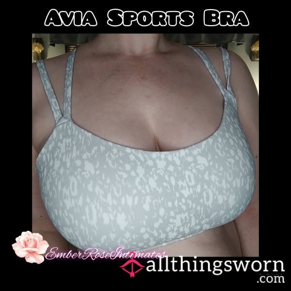 Sweaty "Avia" Gray Leopard Print Sports Bra (Size XL)