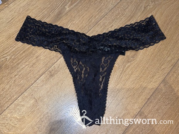 Sweaty Black Lace Thong