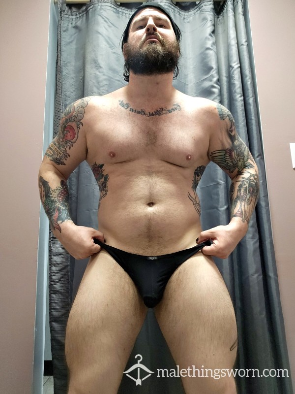 Sweaty Black Thong Worn By Daddy Bear