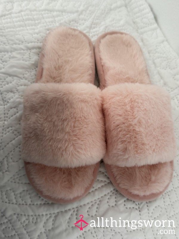 Sweaty Fuzzy Pink Slippers