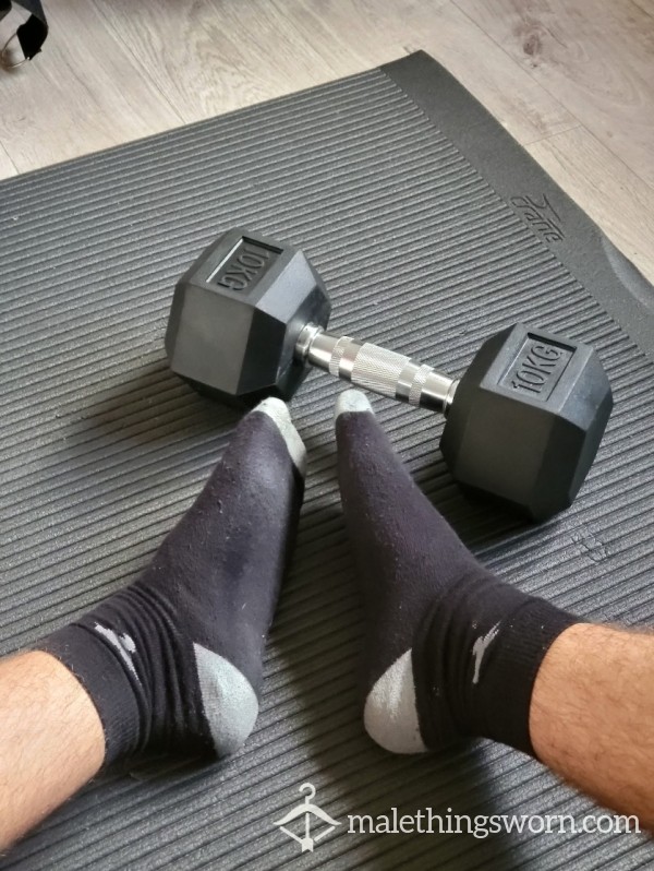 Sweaty Gym Socks, Black And Grey