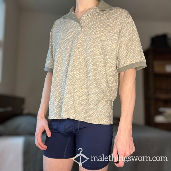 SWEATY SHIRT USED From A College Jock Twink Worn For 1 WEEK STRAIGHT (Green/tan Patterned)