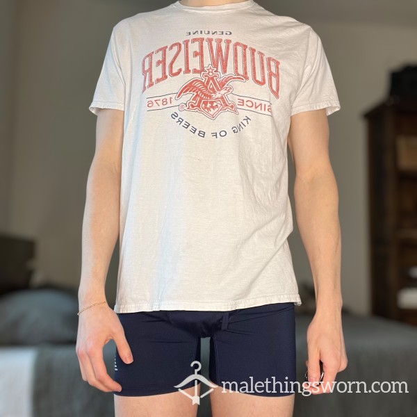 SWEATY SHIRT USED From A College Jock Twink Worn For 1 WEEK STRAIGHT (White Budweiser)