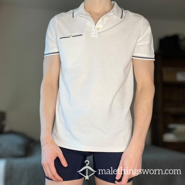 SWEATY SHIRT USED From A College Jock Twink Worn For 1 WEEK STRAIGHT (White Polo)