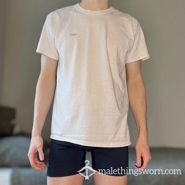 SWEATY SHIRT USED From A College Jock Twink Worn For 1 WEEK STRAIGHT (White OBEY Tee)